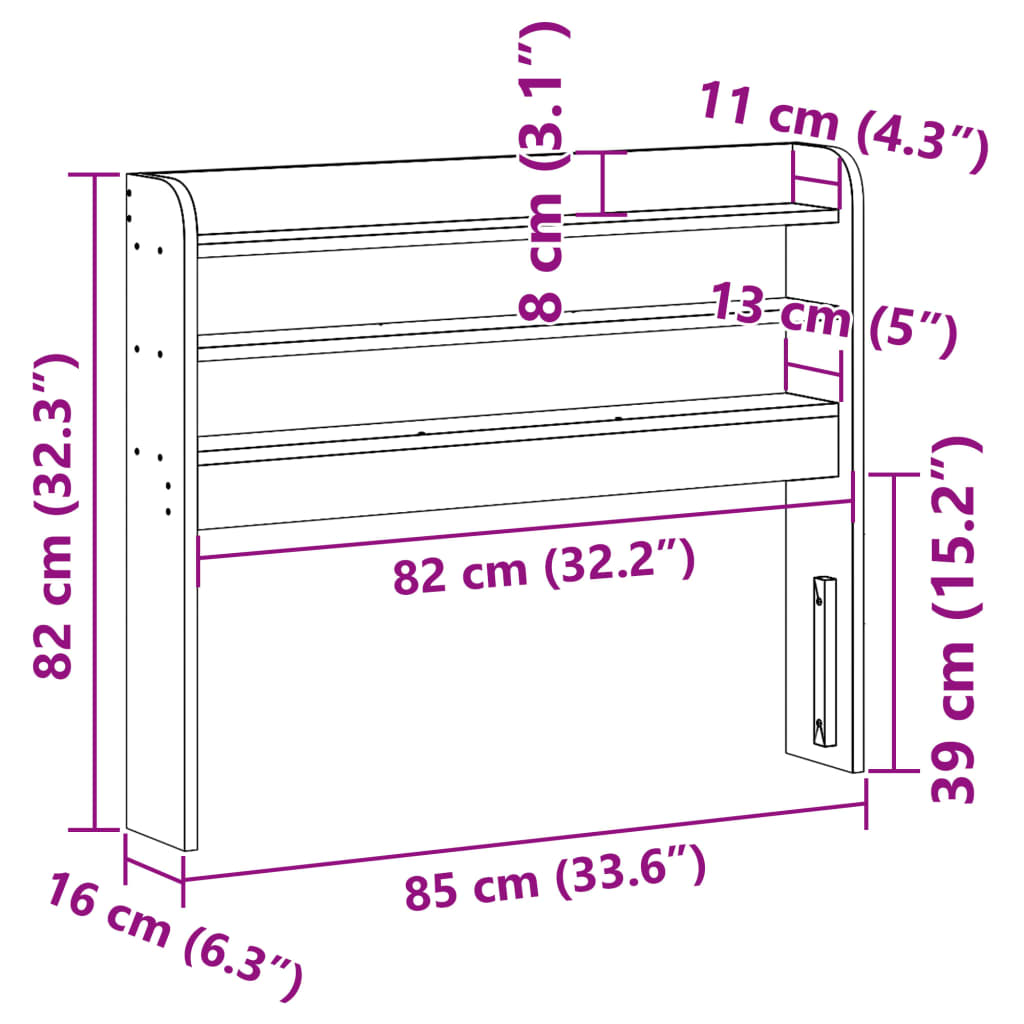 vidaXL Headboard with Shelves 75 cm Solid Wood Pine