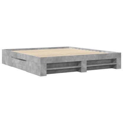 vidaXL Bed Frame without Mattress Concrete Grey 200x200cm Engineered Wood