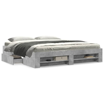 vidaXL Bed Frame without Mattress Concrete Grey 200x200cm Engineered Wood