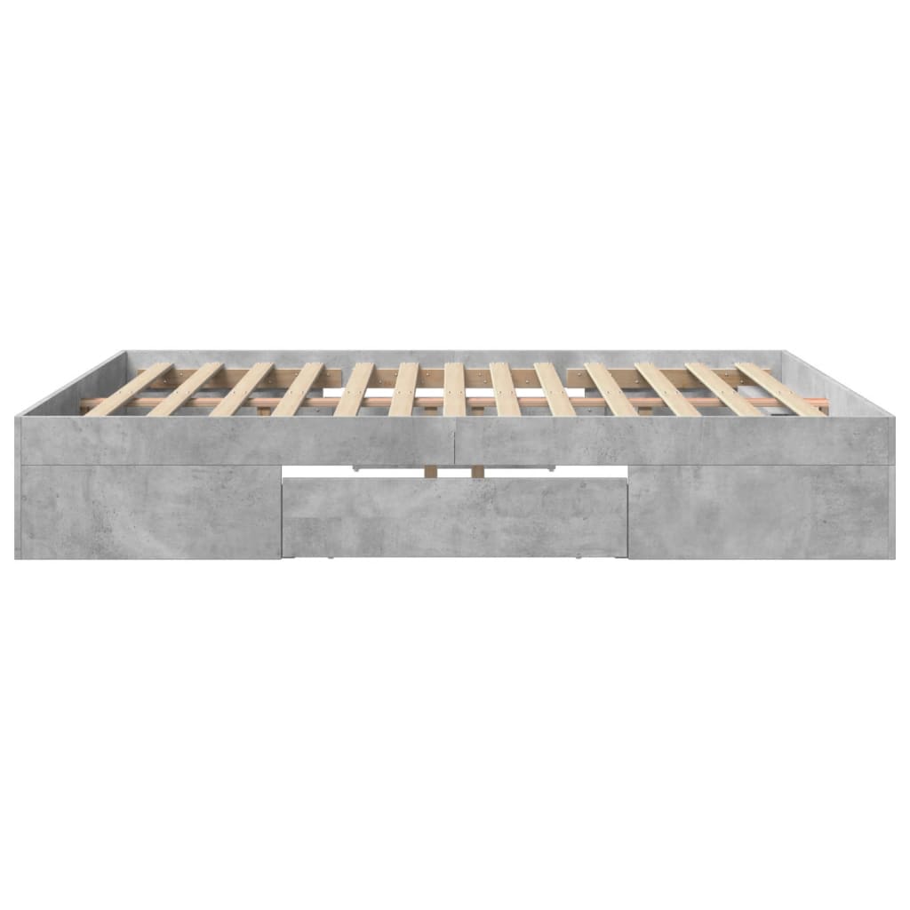 vidaXL Bed Frame without Mattress Concrete Grey 200x200cm Engineered Wood