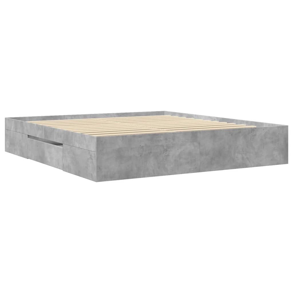 vidaXL Bed Frame without Mattress Concrete Grey 200x200cm Engineered Wood