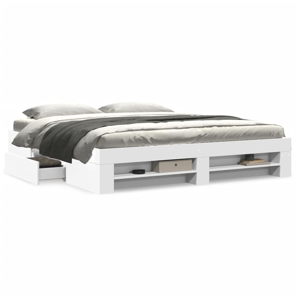 vidaXL Bed Frame without Mattress White 180x200 cm Super King Engineered Wood
