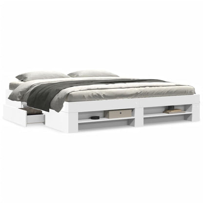 vidaXL Bed Frame without Mattress White 180x200 cm Super King Engineered Wood