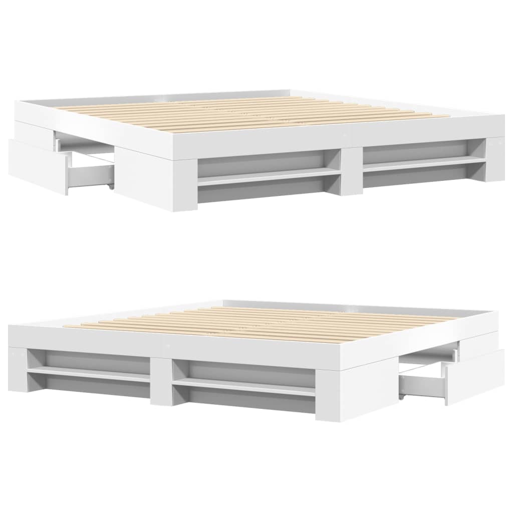 vidaXL Bed Frame without Mattress White 180x200 cm Super King Engineered Wood