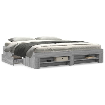vidaXL Bed Frame without Mattress Grey Sonoma 180x200 cm Super King Engineered Wood