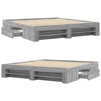 vidaXL Bed Frame without Mattress Grey Sonoma 180x200 cm Super King Engineered Wood