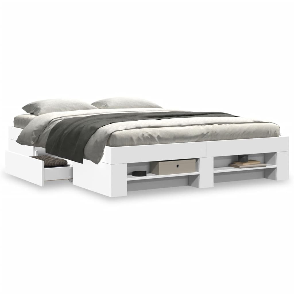 vidaXL Bed Frame without Mattress White 160x200 cm Engineered Wood