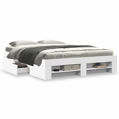 vidaXL Bed Frame without Mattress White 160x200 cm Engineered Wood