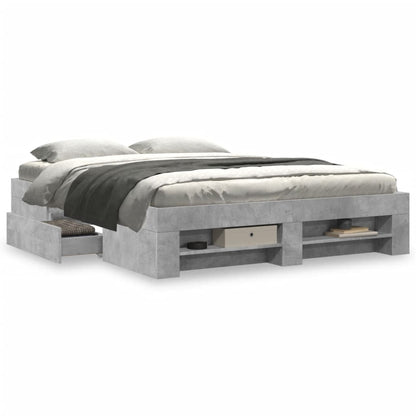 vidaXL Bed Frame without Mattress Concrete Grey 160x200cm Engineered Wood