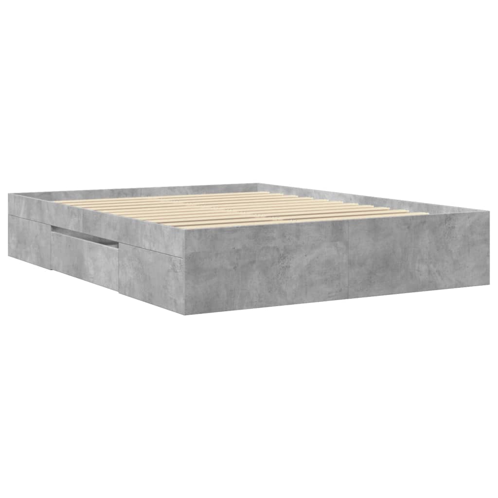 vidaXL Bed Frame without Mattress Concrete Grey 160x200cm Engineered Wood
