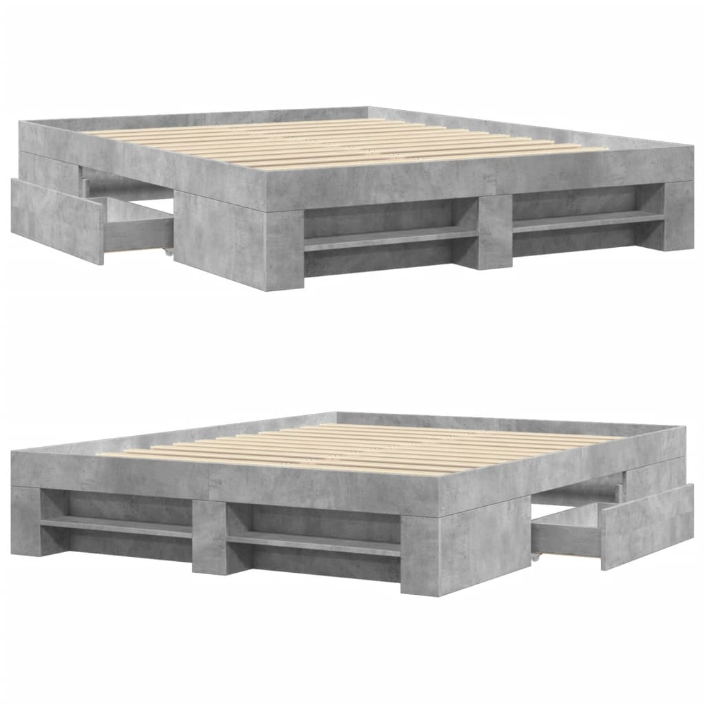vidaXL Bed Frame without Mattress Concrete Grey 160x200cm Engineered Wood
