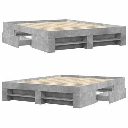 vidaXL Bed Frame without Mattress Concrete Grey 160x200cm Engineered Wood