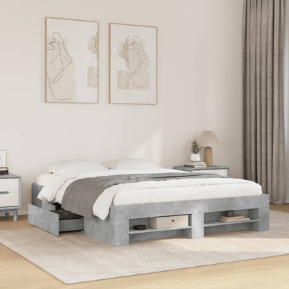 vidaXL Bed Frame without Mattress Concrete Grey 160x200cm Engineered Wood