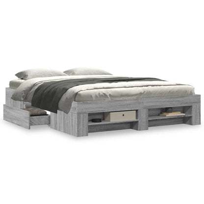 vidaXL Bed Frame without Mattress Grey Sonoma 160x200 cm Engineered Wood