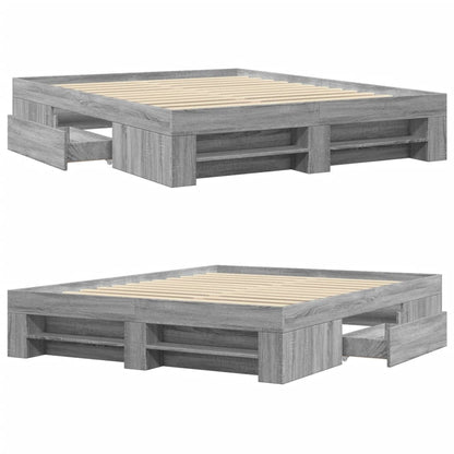 vidaXL Bed Frame without Mattress Grey Sonoma 160x200 cm Engineered Wood