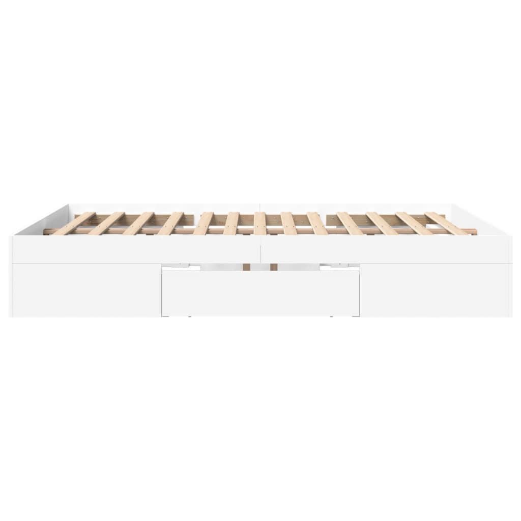 vidaXL Bed Frame without Mattress White 150x200 cm King Size Engineered Wood