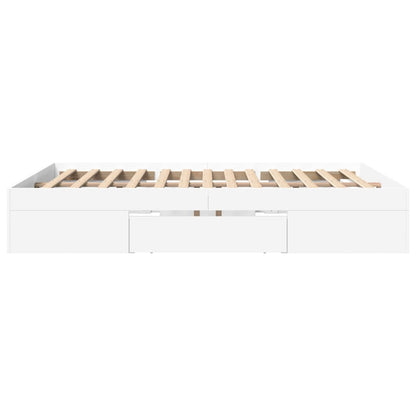 vidaXL Bed Frame without Mattress White 150x200 cm King Size Engineered Wood