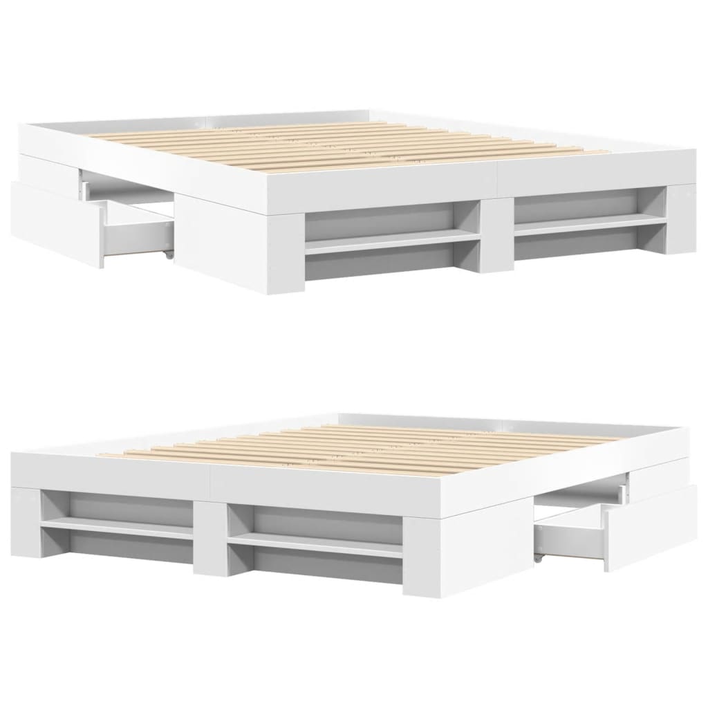 vidaXL Bed Frame without Mattress White 150x200 cm King Size Engineered Wood