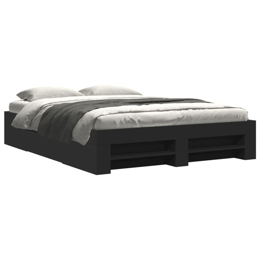 vidaXL Bed Frame without Mattress Black 150x200 cm King Size Engineered Wood