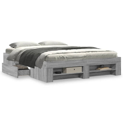 vidaXL Bed Frame without Mattress Grey Sonoma 150x200 cm King Size Engineered Wood