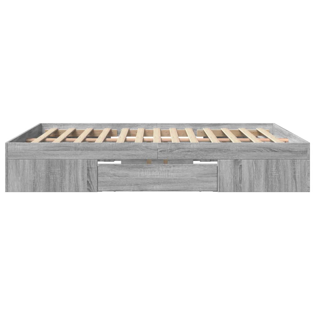 vidaXL Bed Frame without Mattress Grey Sonoma 150x200 cm King Size Engineered Wood