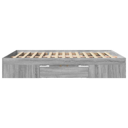 vidaXL Bed Frame without Mattress Grey Sonoma 150x200 cm King Size Engineered Wood