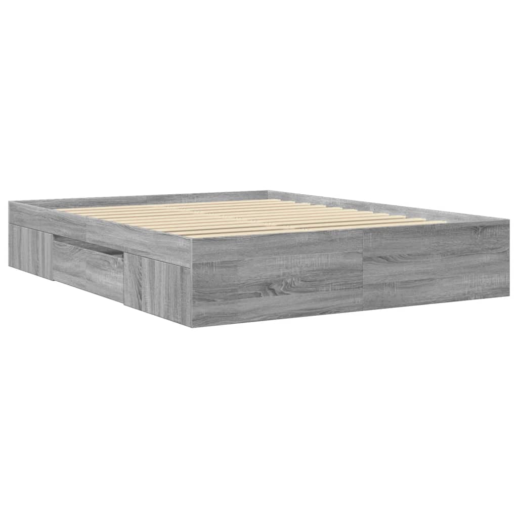 vidaXL Bed Frame without Mattress Grey Sonoma 150x200 cm King Size Engineered Wood
