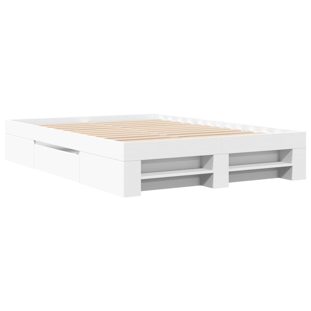 vidaXL Bed Frame without Mattress White 140x200 cm Engineered Wood