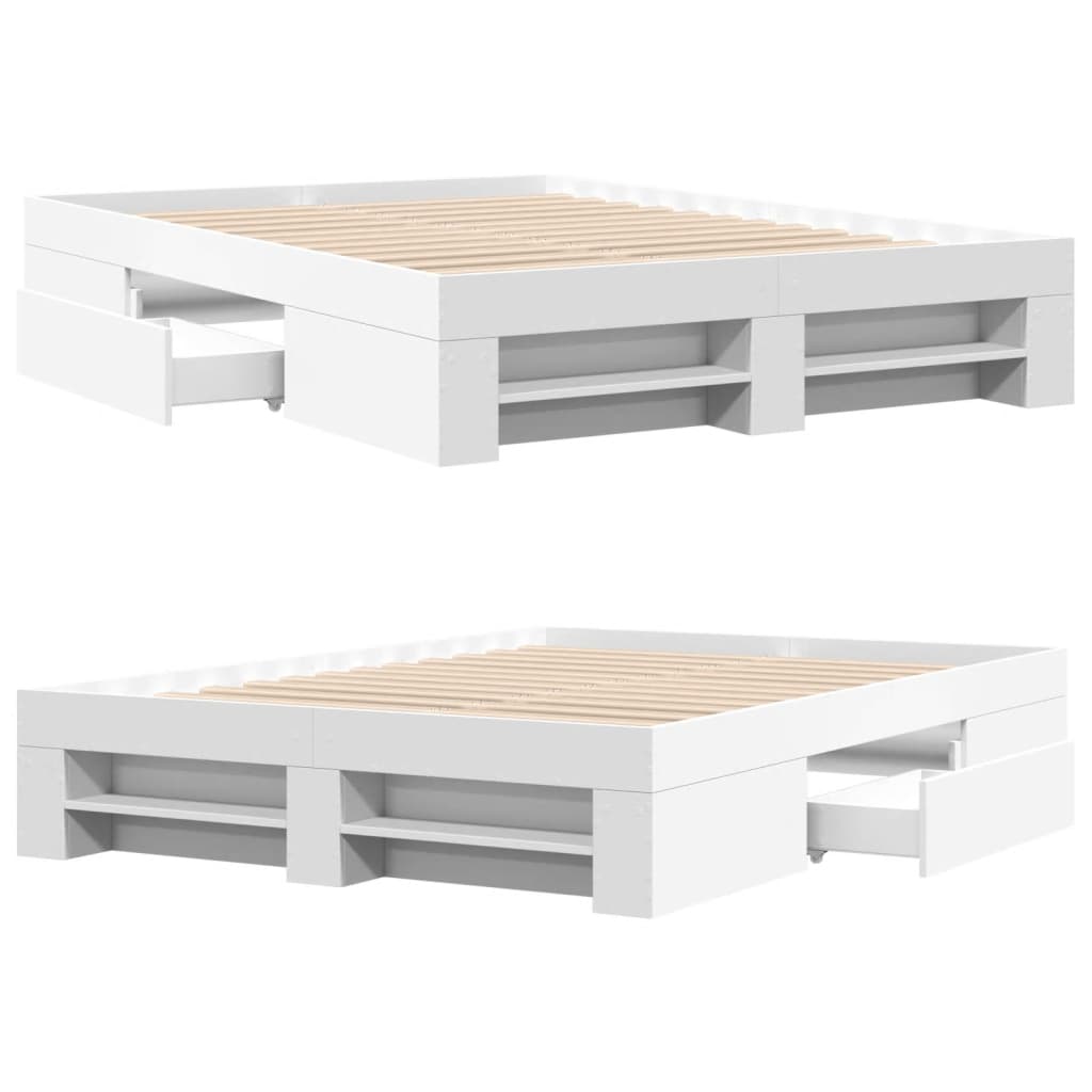 vidaXL Bed Frame without Mattress White 140x200 cm Engineered Wood
