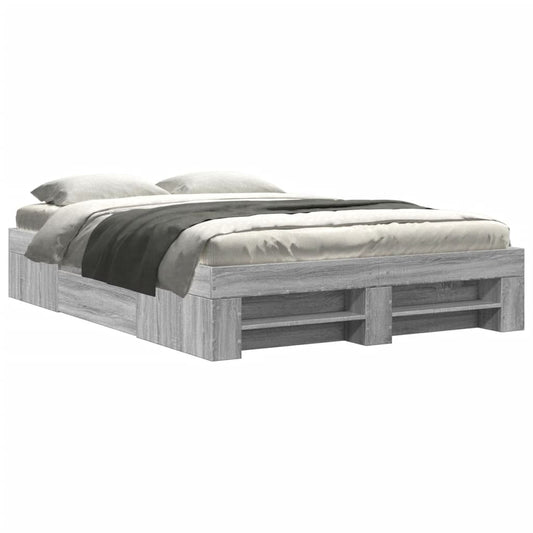 vidaXL Bed Frame without Mattress Grey Sonoma 140x200 cm Engineered Wood