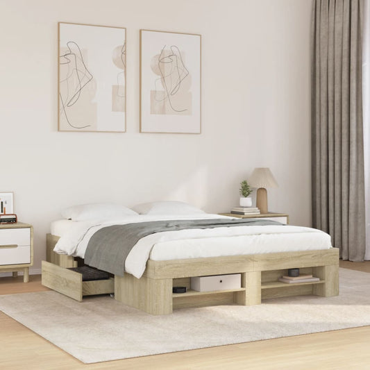 vidaXL Bed Frame without Mattress Sonoma Oak 120x200 cm Engineered Wood