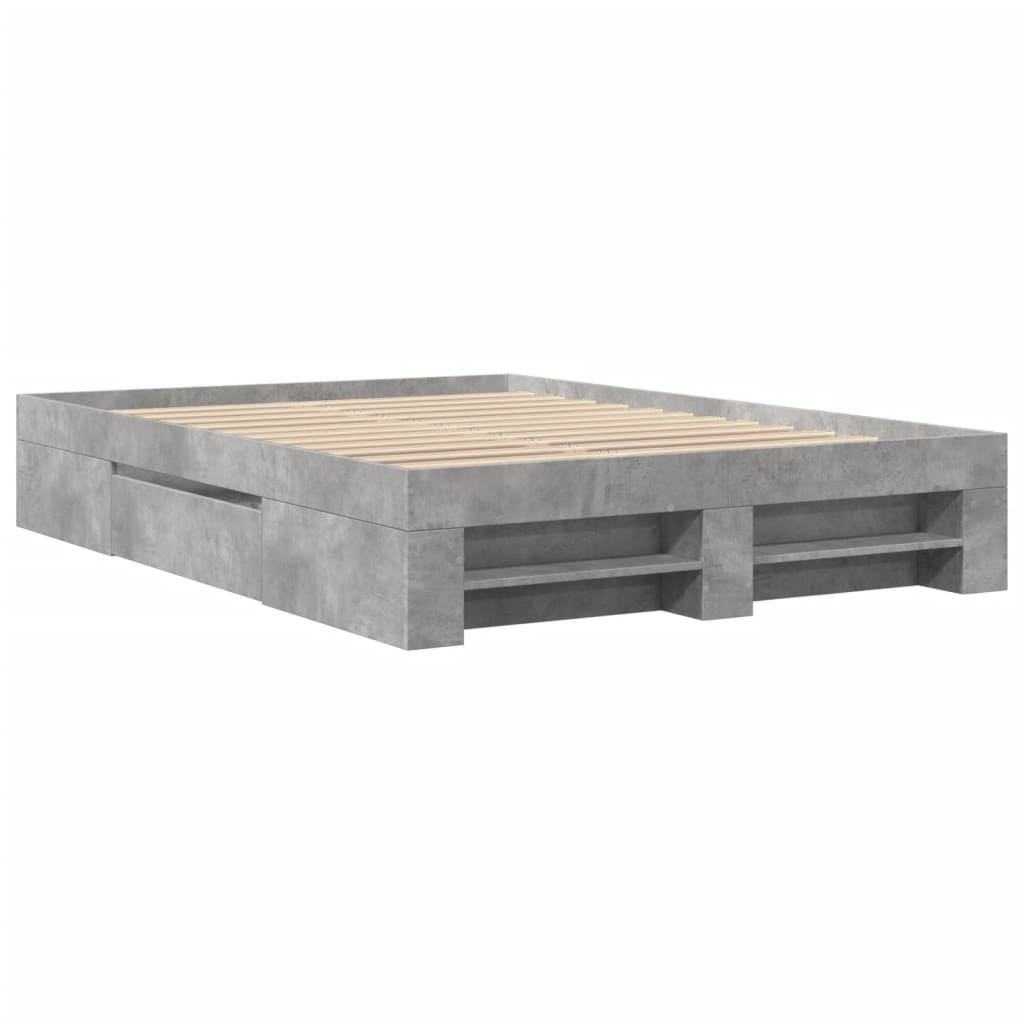 vidaXL Bed Frame without Mattress Concrete Grey 120x200cm Engineered Wood