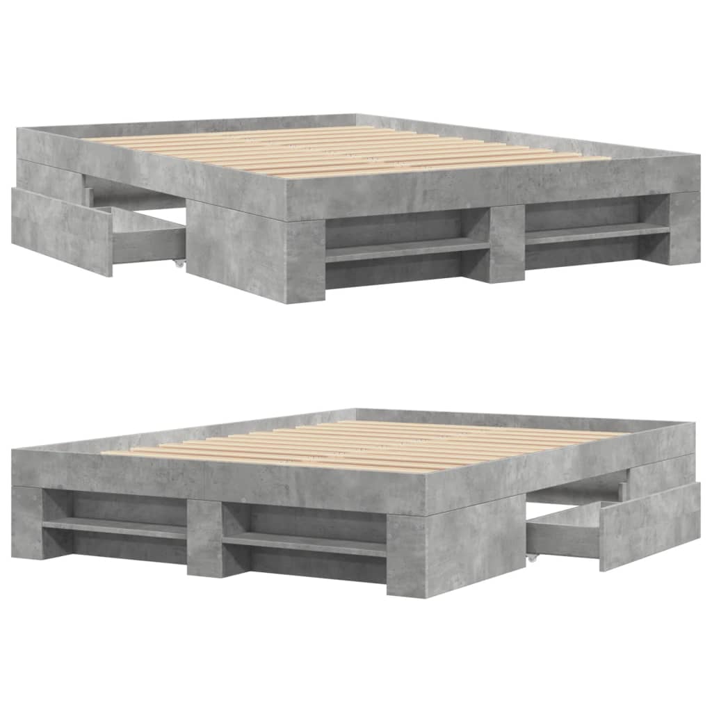 vidaXL Bed Frame without Mattress Concrete Grey 120x200cm Engineered Wood