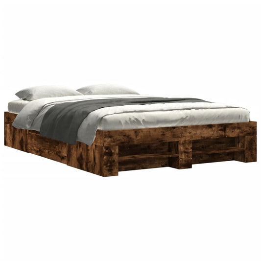vidaXL Bed Frame without Mattress Smoked Oak 120x200 cm Engineered Wood