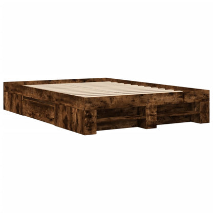 vidaXL Bed Frame without Mattress Smoked Oak 120x200 cm Engineered Wood