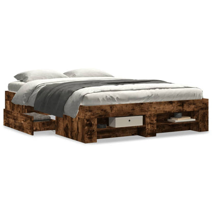 vidaXL Bed Frame without Mattress Smoked Oak 120x200 cm Engineered Wood