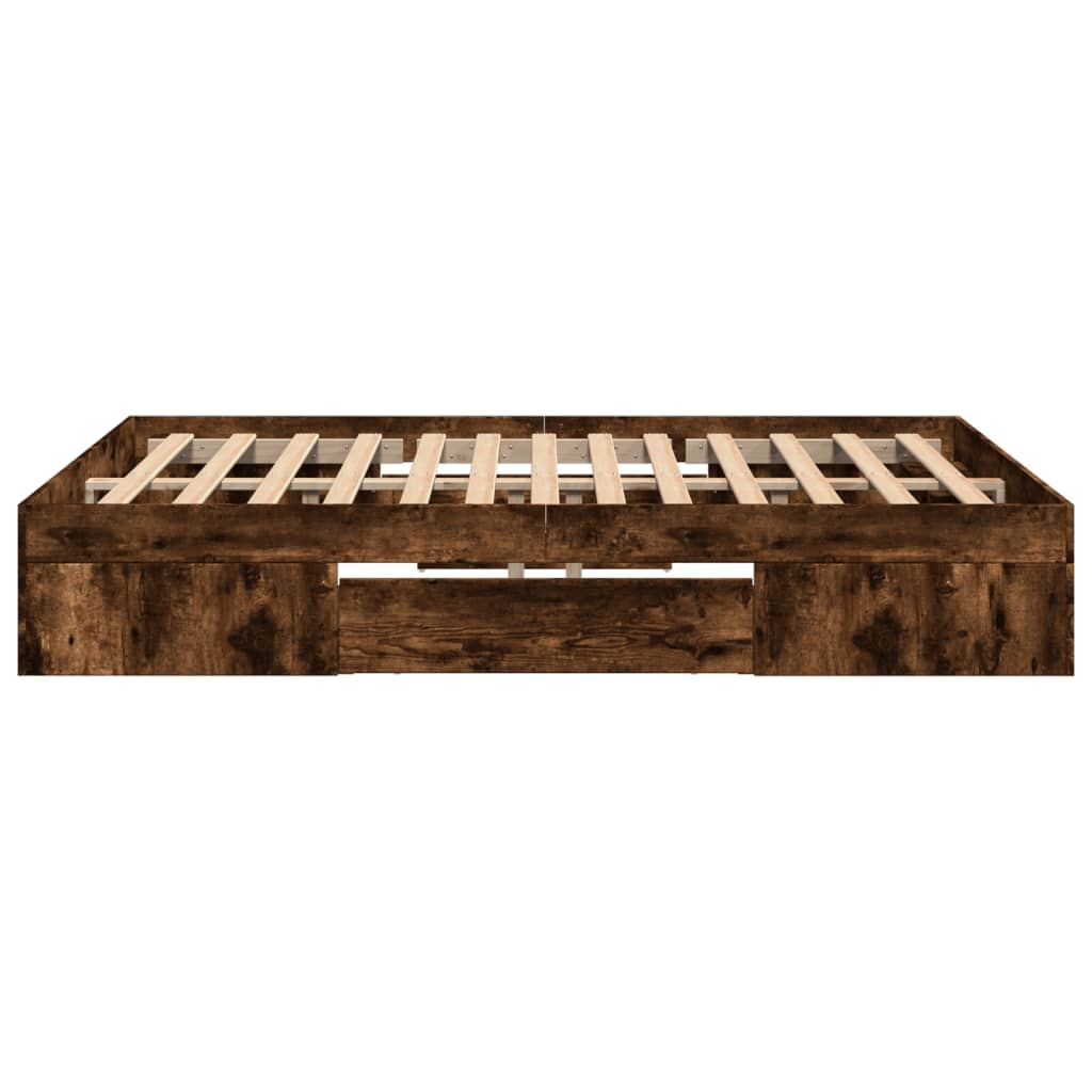 vidaXL Bed Frame without Mattress Smoked Oak 120x200 cm Engineered Wood