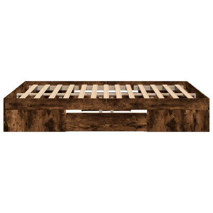 vidaXL Bed Frame without Mattress Smoked Oak 120x200 cm Engineered Wood