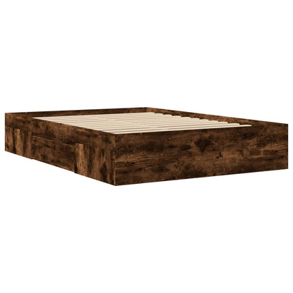 vidaXL Bed Frame without Mattress Smoked Oak 120x200 cm Engineered Wood