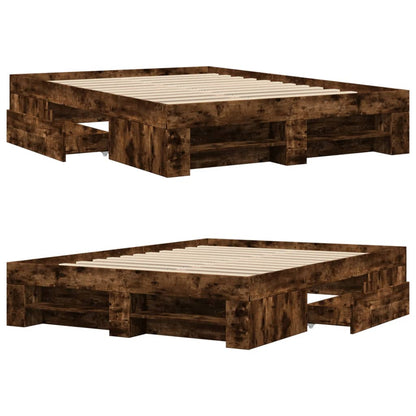 vidaXL Bed Frame without Mattress Smoked Oak 120x200 cm Engineered Wood