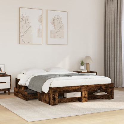 vidaXL Bed Frame without Mattress Smoked Oak 120x200 cm Engineered Wood