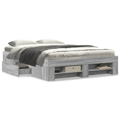vidaXL Bed Frame without Mattress Grey Sonoma 120x200 cm Engineered Wood