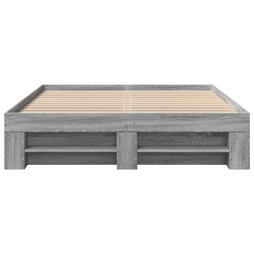 vidaXL Bed Frame without Mattress Grey Sonoma 120x200 cm Engineered Wood