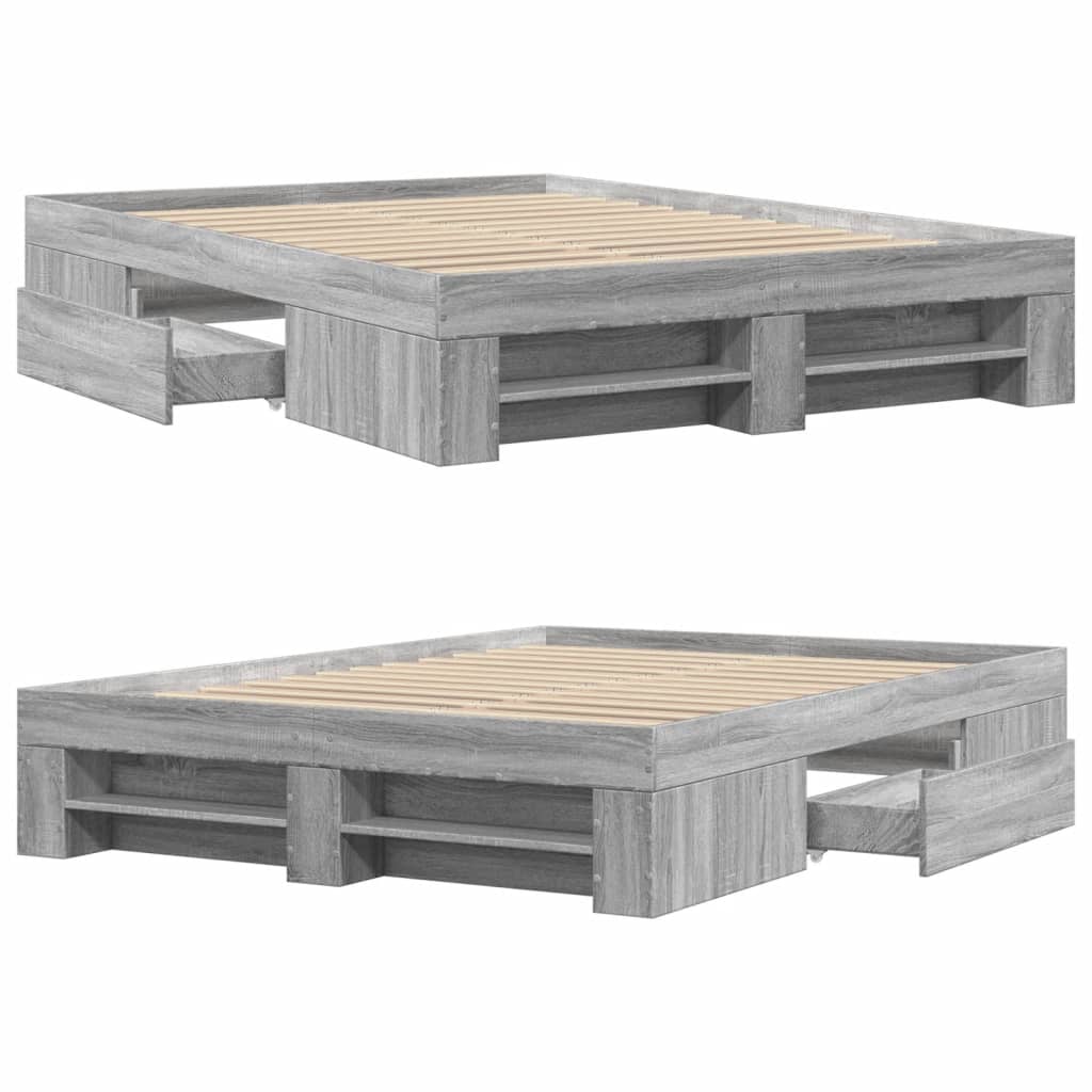 vidaXL Bed Frame without Mattress Grey Sonoma 120x200 cm Engineered Wood