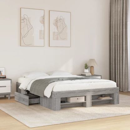 vidaXL Bed Frame without Mattress Grey Sonoma 120x200 cm Engineered Wood