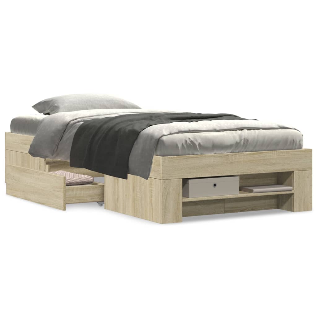 vidaXL Bed Frame without Mattress Sonoma Oak 100x200 cm Engineered Wood