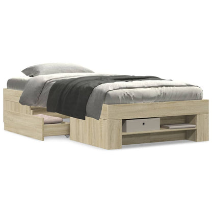 vidaXL Bed Frame without Mattress Sonoma Oak 100x200 cm Engineered Wood