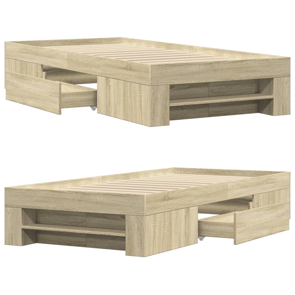 vidaXL Bed Frame without Mattress Sonoma Oak 100x200 cm Engineered Wood