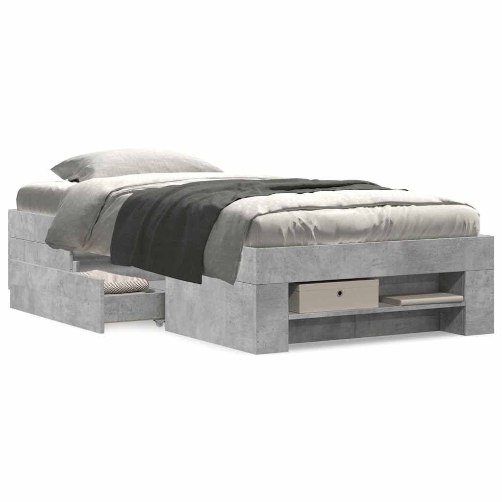 vidaXL Bed Frame without Mattress Concrete Grey 100x200cm Engineered Wood