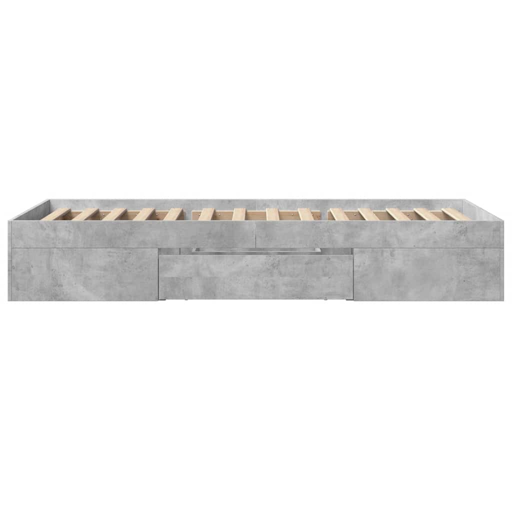 vidaXL Bed Frame without Mattress Concrete Grey 100x200cm Engineered Wood